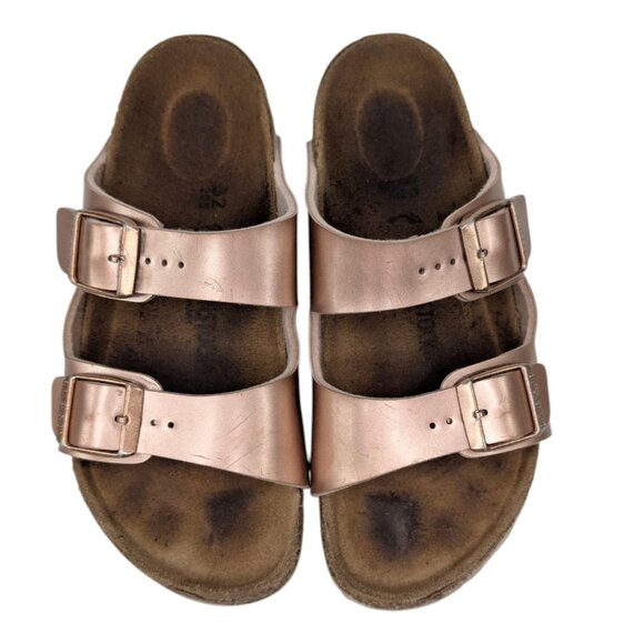 Birkenstock Arizona Slide Sandals Girls Rose Gold Slip On Size EU 32 US 1 - Picture 7 of 11